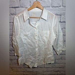 Lilly Pulitzer women’s 100% Linen White button front Shirt Blouse Size medium